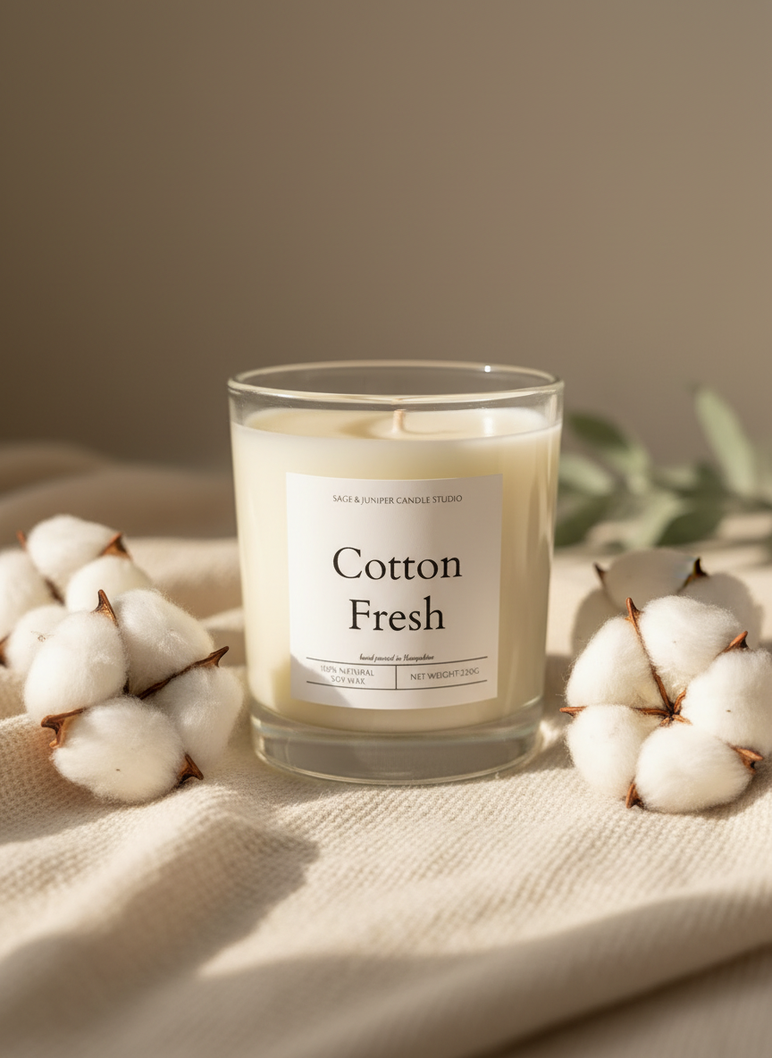Cotton Fresh candle listing photo