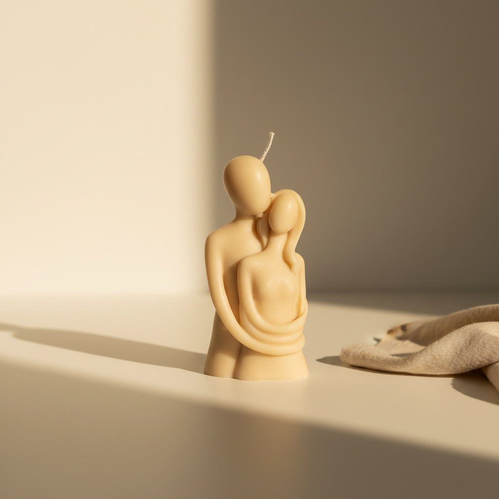 Minimalist romantic couple candle product photo