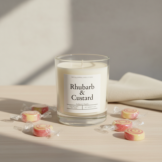 Rhubarb & Custard Candle with Sweets
