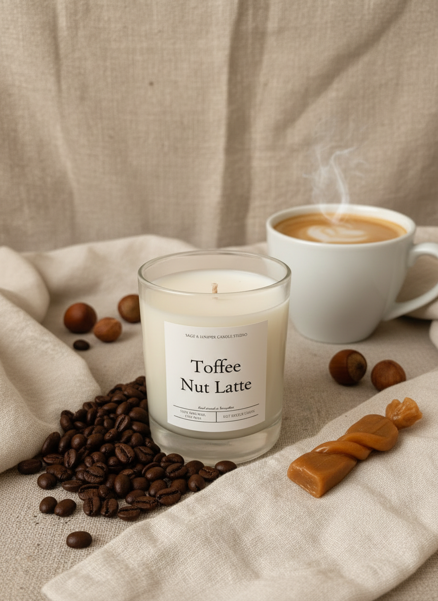 Toffee Nut Latte Scented Soy Wax Candle
